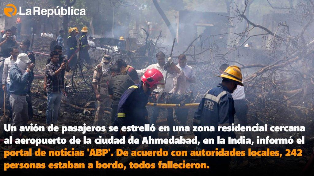 Un avión de pasajeros se estrelló en una zona residencial cercana al aeropuerto de la ciudad de Ahmedabad, en la India, informó el portal de - Cover Image